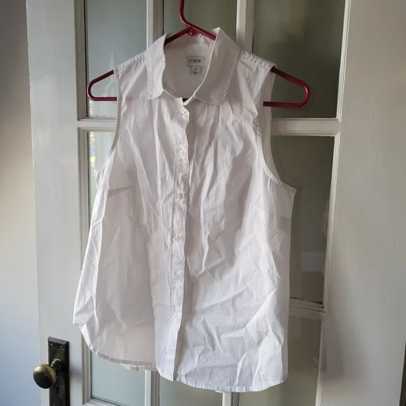 J. Crew Sleeveless Cotton Poplin Shirt in Signature Fit White Size S - Picture 4 of 17